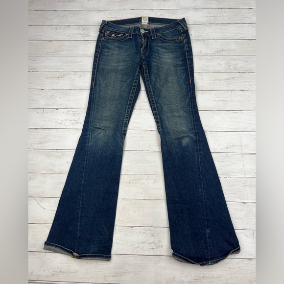 True Religion VTG USA Made Joey Low Rise Flare Jeans Size 28 - Picture 2 of 15